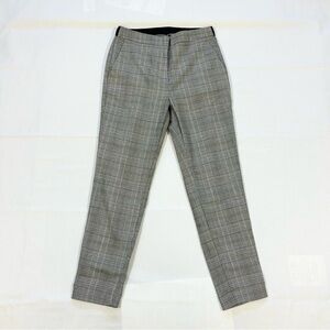 Zara Womens Small Plaid Straight Ankle Pants Prince of Wales Check Elastic Waist